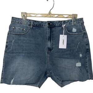 Amaryllis Shorts Womens 14 Denim Jean Cut Offs Fray Curvy Button Fly Hi- Rise